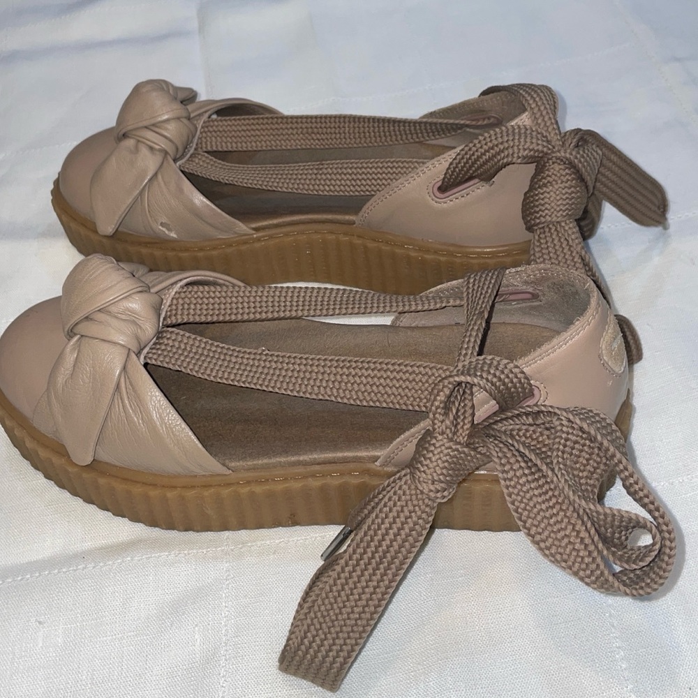 Knot-Front Lace-Up Flats in Taupe